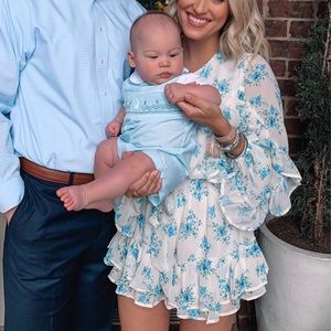 WHITE AND BLUE FORAL ROMPER